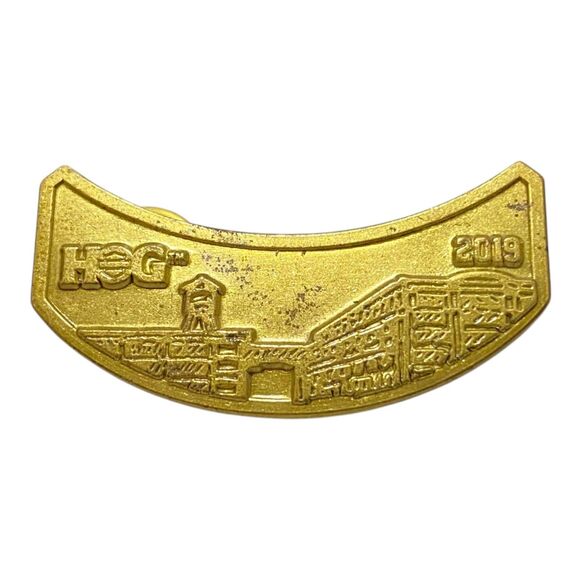 Harley Davidson Owners Group 2019 HOG Rocker Pin Bronze Tone 1.5 Inch - Picture 1 of 3
